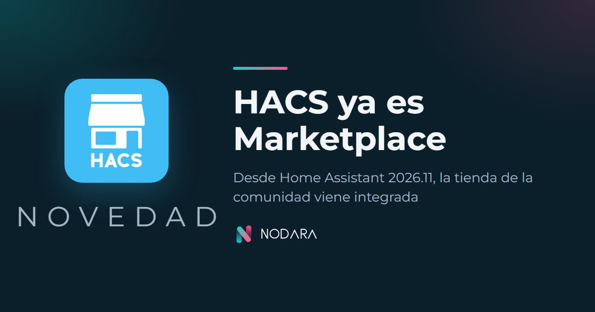 Logo de HACS junto al titular «HACS ya es Marketplace»